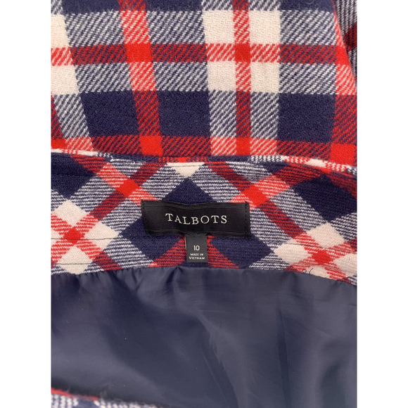 Talbots Plaid Pencil Skirt Wool Blend Blue Red Tartan Acadamia Preppy 10 - Picture 7 of 10